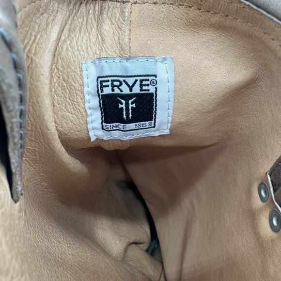 Frye Maxine Trapunto Harness Boots Womens 7.5 B Taupe Leather Cowgirl Western - Picture 8 of 9